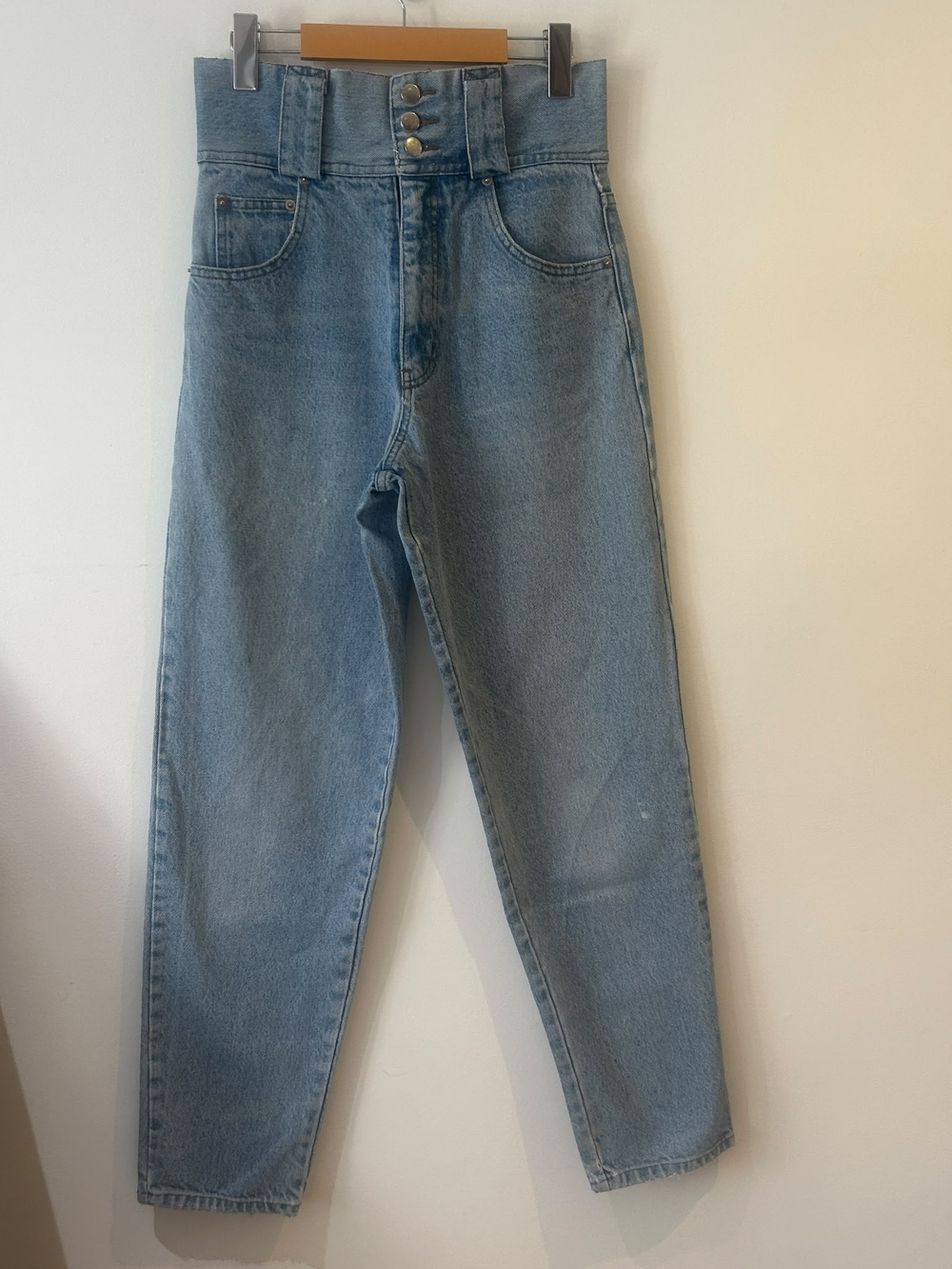 True Vintage 80s 90s DeNimes High Waisted Corset Top Mom Jeans Tapered Light Was